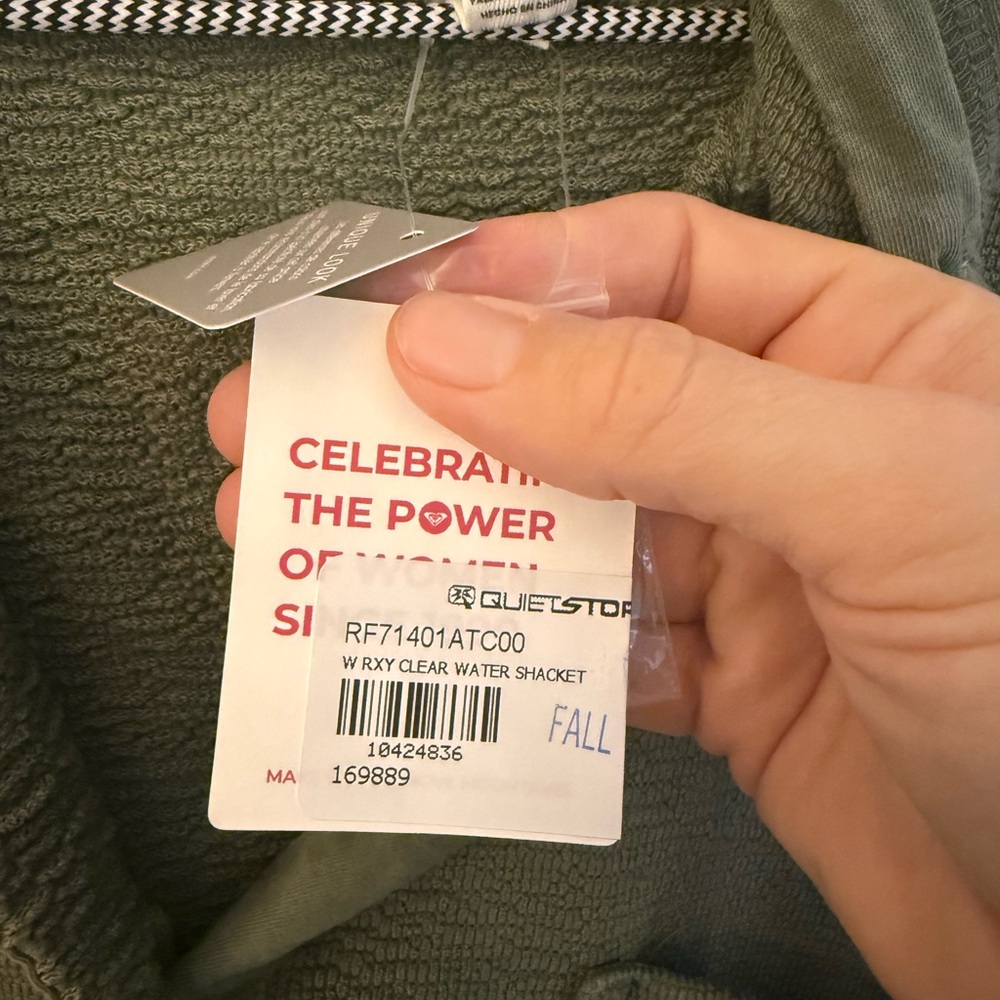 NWT Roxy olive green button up shacket large - Picture 2 of 6